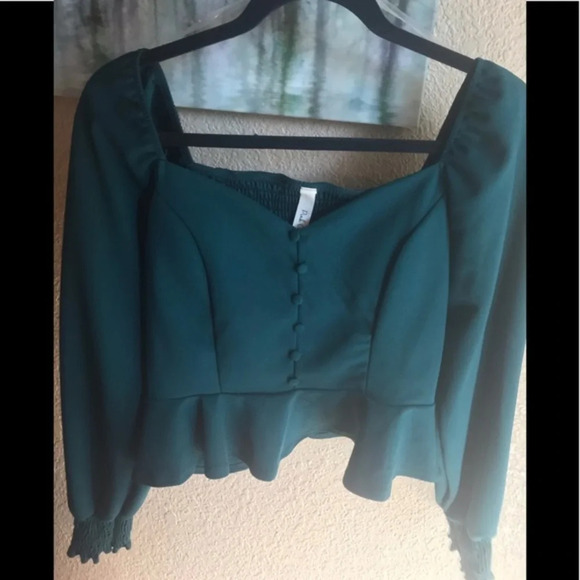 Pink Owl Smock Back Peplum Top, - Picture 3 of 4